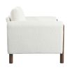 LUXURIOUS OVERSIZED ACCENT CHAIR – PLUSH UPHOLSTERED SINGLE SEAT WITH CURVED HANDRAIL & WALNUT LEGS – ELEGANT WHITE LIVING ROOM CHAIR