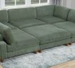 LUXE SAGE GREEN 6-PC MODULAR SECTIONAL | CORDUROY COUCH WITH OTTOMAN & CORNER WEDGE | CUSTOMIZABLE LIVING ROOM SOFA SET