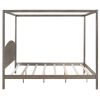 King Size Canopy Platform Bed with Headboard and Support Legs, Brown Wash