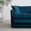 Chenille Two-Seater Sofa with 1 Footrest, 2 Seater L-Shaped Sectional with Ottoman,Loveseat with Ottoman for Small Living Space,Blue Chenille