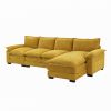 Stunning 118x55" Modern L-Shaped Chenille Cloud Sofa – Plush Double Seat Cushions & 5-Seat Upholstered Comfort for Your Living Room