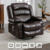 Massage Swivel Rocker Recliner Chair with Vibration Massage and Heat Ergonomic Lounge Chair for Living Room with Rocking Function and Side Pocket 2 Cu