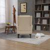 COOLMORE Wood Frame Armchair, Modern Accent Chair Lounge Chair with Sturdy Wood Legs for Living Room Bedroom(Camel PU)