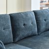 LUXURY NAVY BLUE VELVET 3-SEATER SECTIONAL SOFA WITH MULTI-FUNCTIONAL FOOTSTOOL & STORAGE