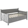 Rustic Gray Twin Size Daybed with 2 Spacious Drawers | Modern X-Frame Design for Cozy Casual Style