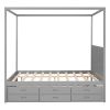 QUEEN CANOPY PLATFORM BED WITH TWIN TRUNDLE & STORAGE - GRAY