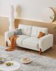 Couches for Living Room, Modern Teddy Fabric Upholstered Sofa Tufted Couch with Square Arm and 4 Solid Wood Legs 2 Pillows Decor for Living Room