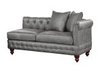 SLATE GREY LUXURY LEATHERETTE 4PC SECTIONAL SET | REVERSIBLE LOVESSEAT & OTTOMAN | TUFTED COMFORT