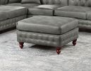 SLATE GREY LUXURY LEATHERETTE 4PC SECTIONAL SET | REVERSIBLE LOVESSEAT & OTTOMAN | TUFTED COMFORT