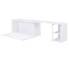 Queen Size Murphy Bed with Rotable Desk, White