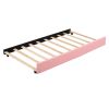 Twin Size PU Upholstered Tufted Daybed with Trundle and Cloud Shaped Guardrail, Pink