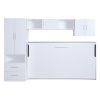 STYLISH WHITE TWIN MURPHY BED | STORAGE DRAWERS, OPEN SHELVES & BUILT-IN WARDROBE – SPACE-SAVING FURNITURE