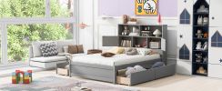 Modern Gray Full Size Storage Platform Bed w/ Headboard & USB Charging | 4 Drawer Sleek Design