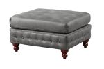 SLATE GREY LUXURY LEATHERETTE 4PC SECTIONAL SET | REVERSIBLE LOVESSEAT & OTTOMAN | TUFTED COMFORT