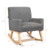 Upholstered Rocking Chair with and Solid Wood Base - Gray