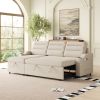 MH83.5" Convertible Sleeper Combo Sofa, Convertible Sofa Bed Polyester Pullout Bed with Storage Recliner and Cup Holder for Living Room, Tight Spaces