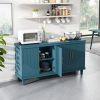 LARGE 60" 4-DOOR BLUE STORAGE CABINET | VERSATILE FOR LIVING ROOM, KITCHEN & BEDROOM