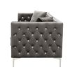 Luxurious 82.3" Modern Grey Velvet Sofa | Jeweled Button Tufted Design with Square Arms & 2 Pillows