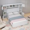 Elegant and Functional Full Size Wood Bed with 4 Drawers and All-in-One Cabinet and Shelf, White