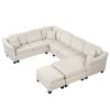 ULTRA-LUXE WHITE VELVET 4PC SECTIONAL SOFA w/ OTTOMAN & RIGHT CHAISE – 122”x91” | Spacious, Modern Comfort