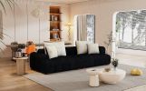 103.9" Modern Couch Corduroy Fabric Comfy Sofa with Rubber Wood Legs, 4 Pillows for Living Room, Bedroom, Office, Black