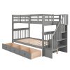 GRAY TWIN-OVER-TWIN BUNK BED WITH 3 DRAWERS - SPACE SAVER FOR BEDROOM & DORM