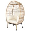 Luxurious Oversized Wicker Egg Chair with Stand & Cushions – Ultimate Indoor & Outdoor Lounger for Patio, Porch, Balcony & Living Room