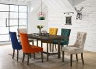 Farren Side Chair, Orange Velvet & Espresso Finish (Set-2)