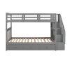 GRAY TWIN-OVER-TWIN BUNK BED WITH 3 DRAWERS - SPACE SAVER FOR BEDROOM & DORM