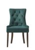 Farren Side Chair, Green Velvet & Espresso Finish (Set-2)