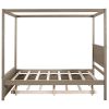 Wood Canopy Bed with Trundle Bed ,Full Size Canopy Platform bed With Support Slats .No Box Spring Needed, Brushed Light Brown