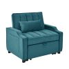 Luxurious 3-in-1 Blue Velvet Armchair Sofa Bed | Modern Convertible Couch for Living Room