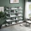 5 Tier Bookcase Home Office Open Bookshelf, Vintage Industrial Style Shelf w Metal Frame, MDF Board