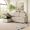 MH83.5" Convertible Sleeper Combo Sofa, Convertible Sofa Bed Polyester Pullout Bed with Storage Recliner and Cup Holder for Living Room, Tight Spaces