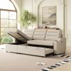 MH83.5" Convertible Sleeper Combo Sofa, Convertible Sofa Bed Polyester Pullout Bed with Storage Recliner and Cup Holder for Living Room, Tight Spaces