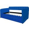 Luxurious Blue Velvet Twin Daybed with Trundle | No Box Spring Needed | Elegant Upholstered Design for Ultimate Comfort