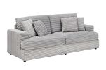 79" GRAY CORDUROY SOFA – STYLISH 3-SEATER COUCH WITH 4 PLUSH PILLOWS | MODERN LIVING ROOM COMFORT