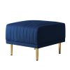 Navy Blue Channel Tufted Ottoman Bench Upholstered Velvet Footrest Stool Accent Bench for Entryway Living Room Bedroom