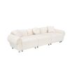 Ultra-Cozy Beige Teddy Velvet 3-Seater Sofa with Pillows | Luxe Plush Comfort for Living Room