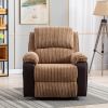 Brown Fabric Recliner Chair Theater Single Recliner Thick Seat and Backrest, suitable for living room, side bags Electric sofa chair, electric remote