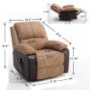 Brown Fabric Recliner Chair Theater Single Recliner Thick Seat and Backrest, suitable for living room, side bags Electric sofa chair, electric remote