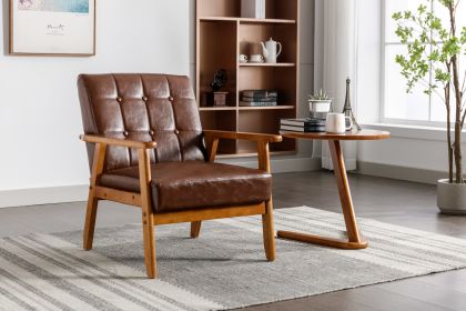 Leisure Chair with Solid Wood Armrest & Feet, Mid-Century Modern Accent chair, for your Living Room Bedroom Studio