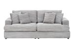 79" GRAY CORDUROY SOFA – STYLISH 3-SEATER COUCH WITH 4 PLUSH PILLOWS | MODERN LIVING ROOM COMFORT