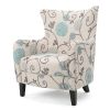 STUNNING VINTAGE FLORAL CLUB CHAIR - ELEGANT WHITE & BLUE - CLASSIC STYLE & COMFORT