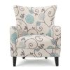 STUNNING VINTAGE FLORAL CLUB CHAIR - ELEGANT WHITE & BLUE - CLASSIC STYLE & COMFORT