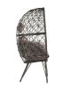 Lounge Chair, Light Gray Fabric & Black Wicker