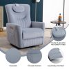 Blue Swivel and Rocker Power Recliner Chair with Lumbar and Neck Support Pillow, Heavy Duty Motion Mechanism with USB and Type-C Ports