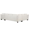 ULTRA-LUXE WHITE VELVET 4PC SECTIONAL SOFA w/ OTTOMAN & RIGHT CHAISE – 122”x91” | Spacious, Modern Comfort