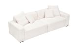 LARGE 104" BEIGE CORDUROY SOFA – 4-SEATER LIVING ROOM COMFORT W/ THROW PILLOWS