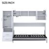 STYLISH WHITE TWIN MURPHY BED | STORAGE DRAWERS, OPEN SHELVES & BUILT-IN WARDROBE – SPACE-SAVING FURNITURE